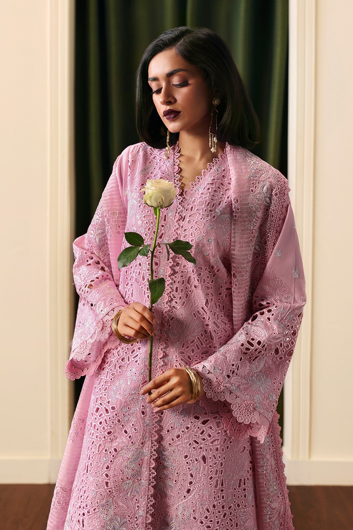 Pink Embroidered Lawn Salwar Kameez (3-Piece) - Image 2