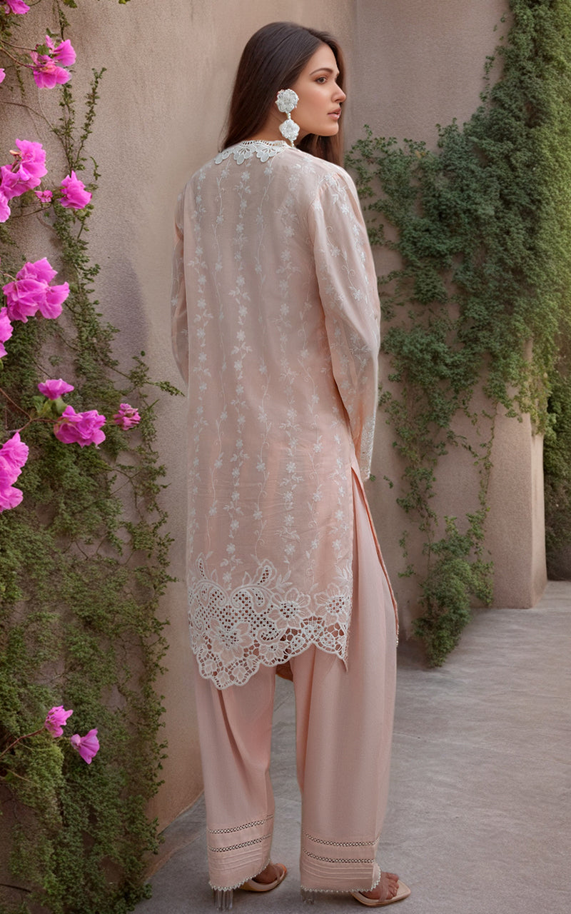 Pakistani Blush Pink Embroidered Lawn 2-Piece Suit - Image 4
