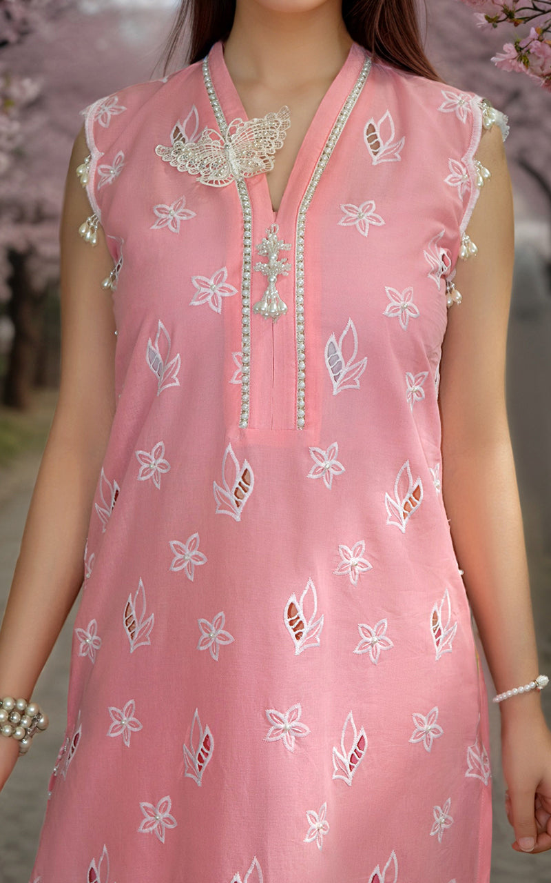 Pink Embroidered Lawn & Viscose Silk 2-Piece - Image 2