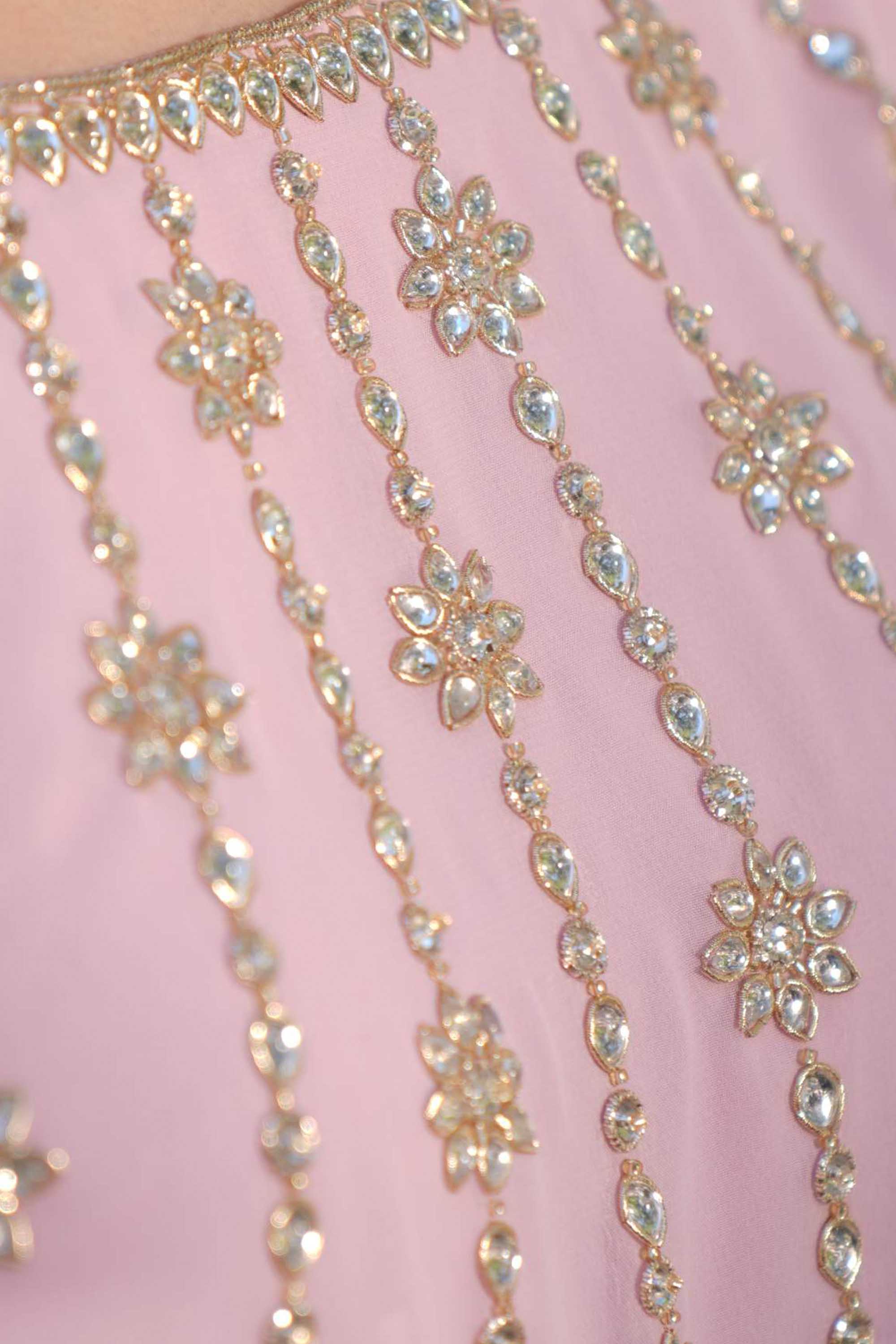 Powder Pink Kundun Embellished Salwar Kameez (3-Piece) - Image 9