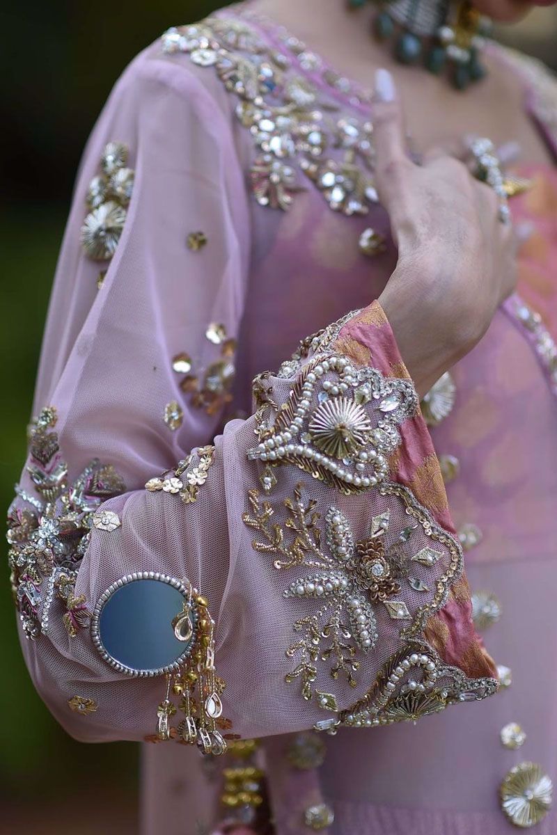 Blush Pink Zardozi Net Salwar Kameez (3-Piece) - Image 8