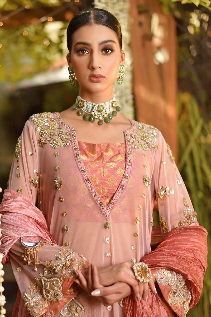 Blush Pink Zardozi Net Salwar Kameez (3-Piece) - Image 2