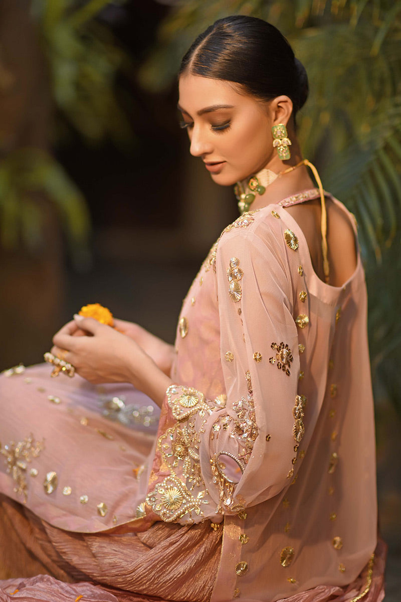 Blush Pink Zardozi Net Salwar Kameez (3-Piece) - Image 4