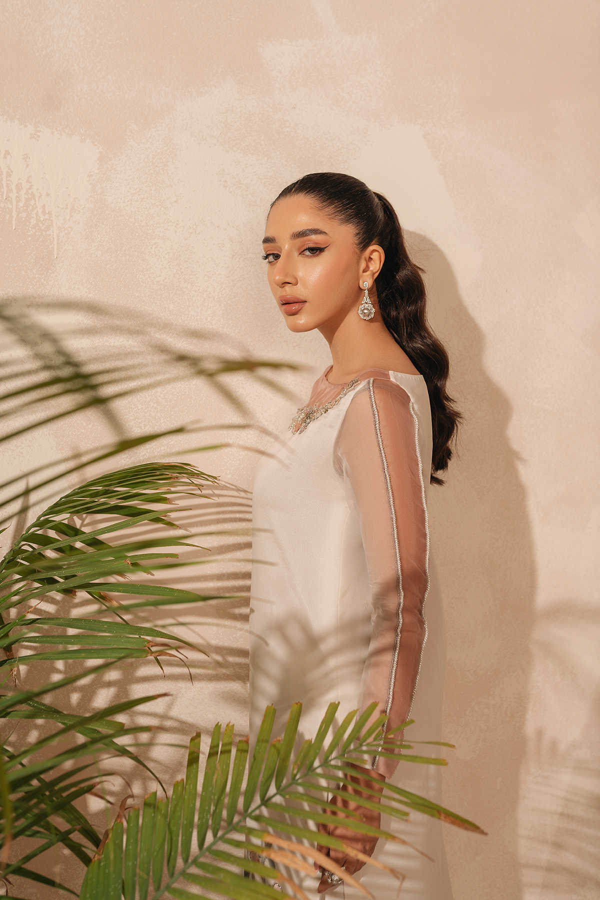 Pastel Pink & Blue Crystal Embellished Organza Salwar Kameez (2-Piece) - Image 6