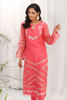Coral Embroidered Organza & Silk Salwar Kameez (3-Piece) - Image 5