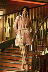 Blush Embroidered Organza Jacket Salwar Kameez (2-Piece) - Image 2