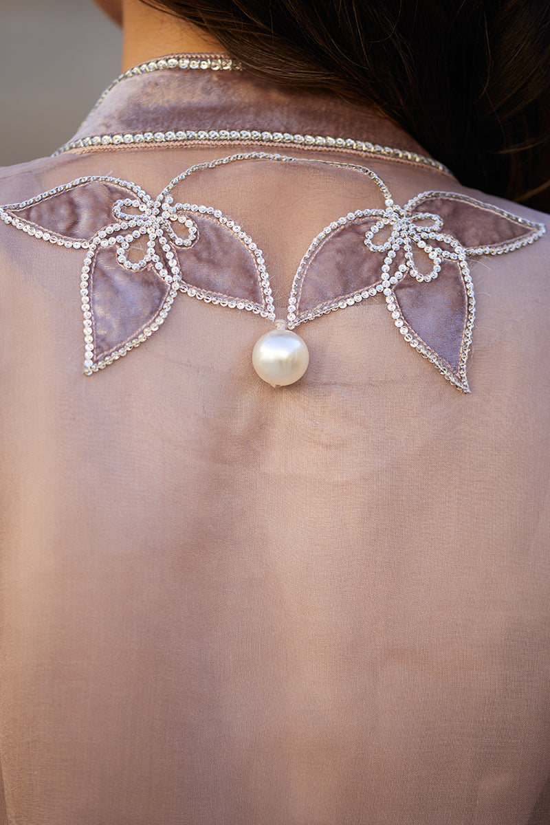 Powder Pink Swarovski Organza Silk Jacket Set (3-Piece) - Image 12