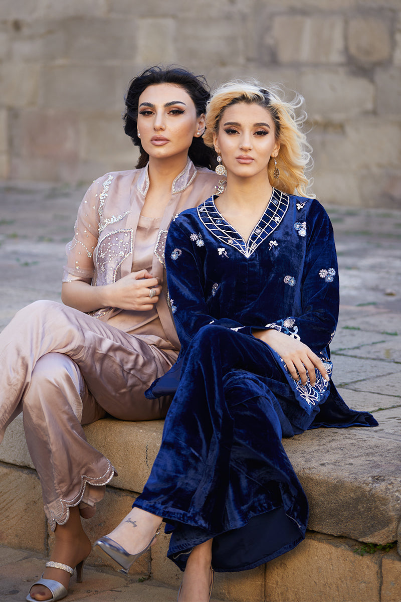 Powder Pink Swarovski Organza Silk Jacket Set (3-Piece) - Image 13