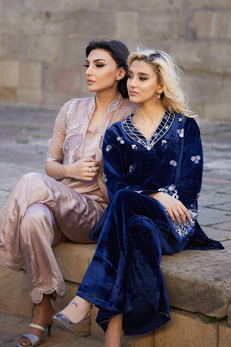 Powder Pink Swarovski Organza Silk Jacket Set (3-Piece) - Image 14