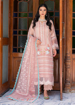 Pastel Pink Embroidered Organza Cotton Net Salwar Kameez (3-Piece) - Image 3