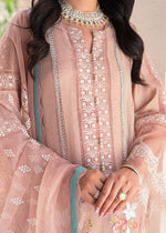 Pastel Pink Embroidered Organza Cotton Net Salwar Kameez (3-Piece) - Image 5