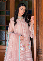 Pastel Pink Embroidered Organza Cotton Net Salwar Kameez (3-Piece) - Image 7
