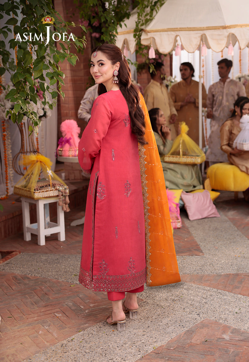 Pakistani Pink Zari Sequin Paper Cotton 3-Piece Suit - Image 2