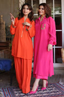 Pakistani Shocking Pink Handworked Pure Grip Kurta (2-Piece) - Image 4