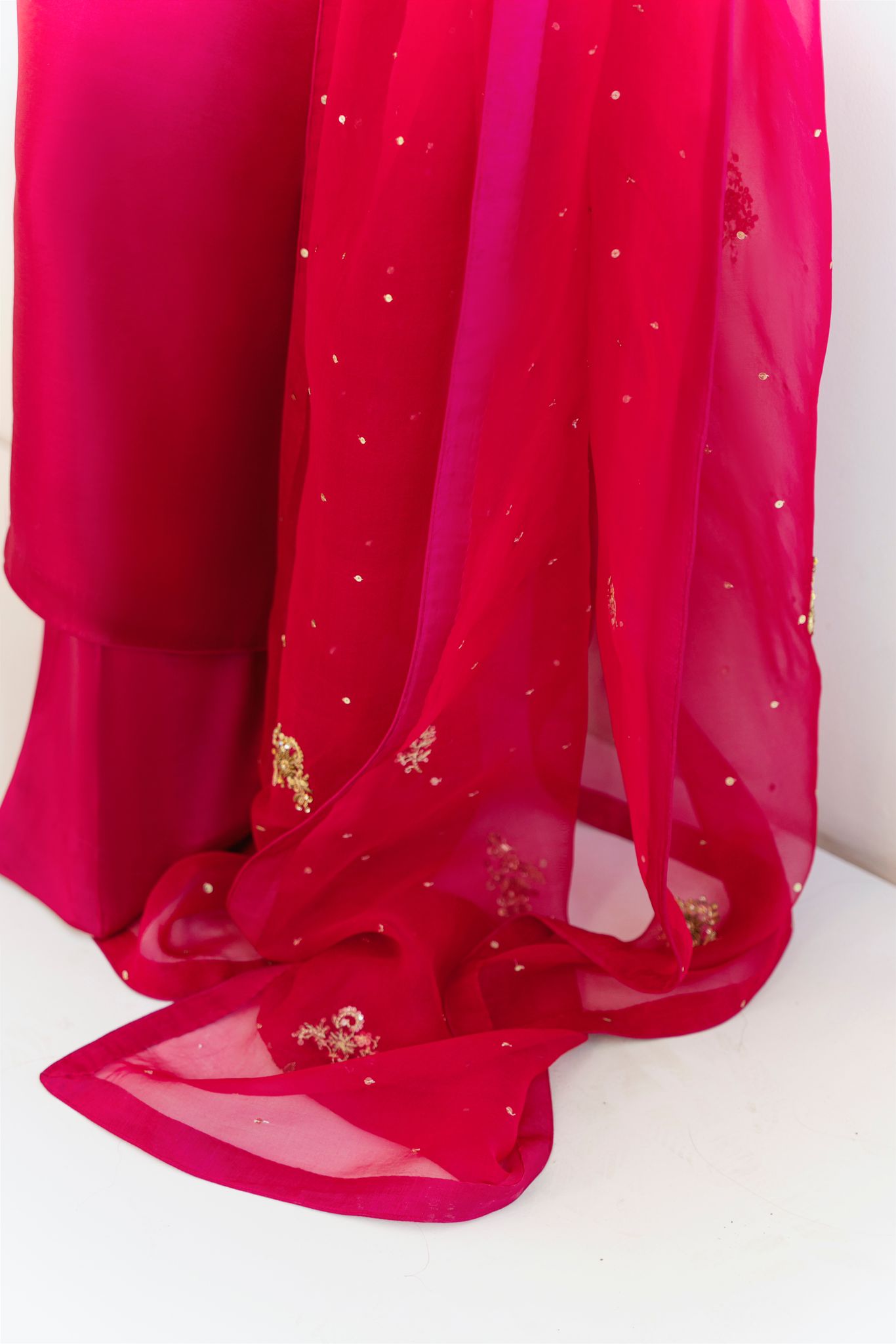 Fuchsia Gold Ada Embroidered Silk Salwar Kameez (3-Piece) - Image 3