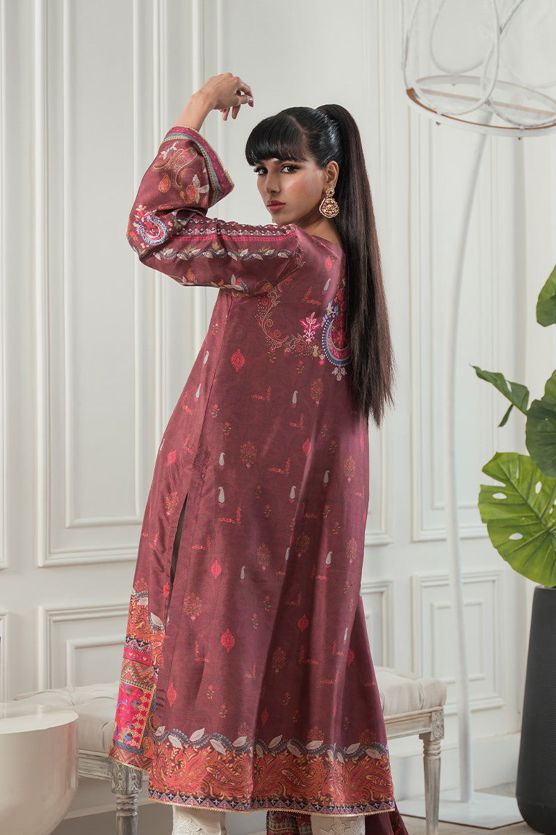 Magenta Embellished Pure Raw Silk Salwar Kameez (2-Piece) - Image 2