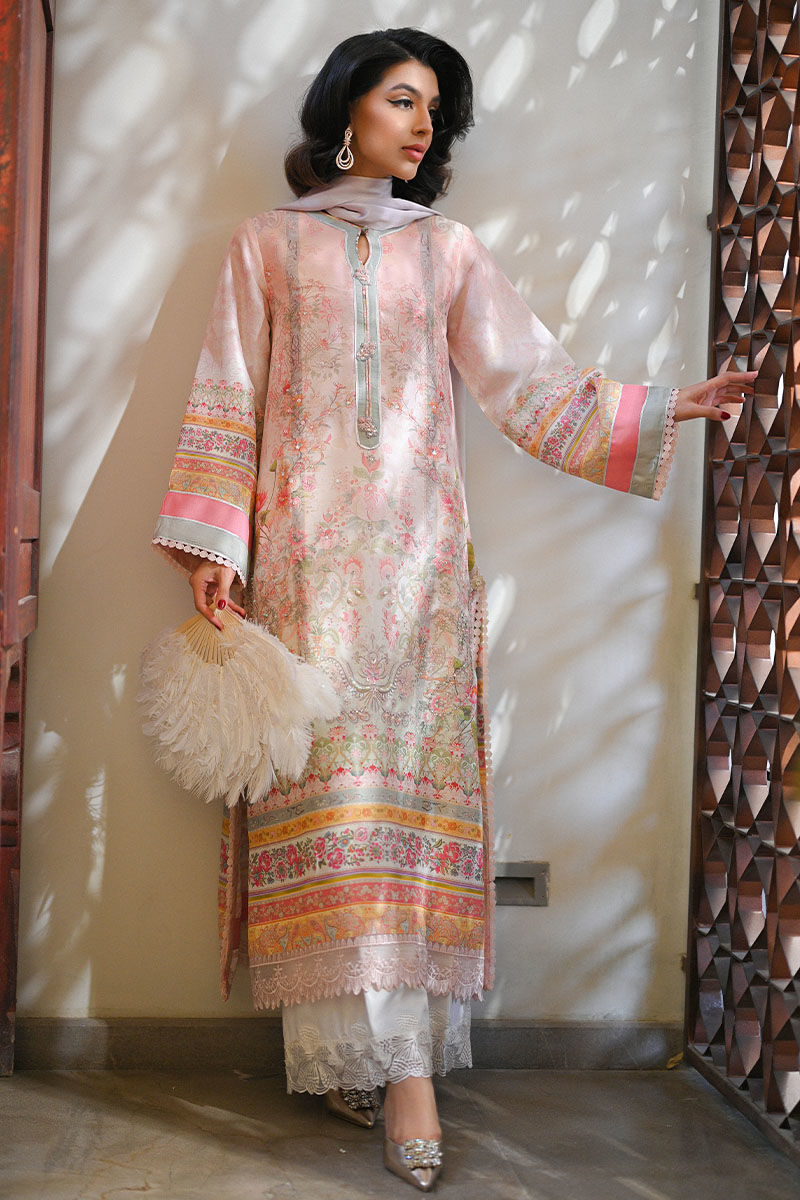 Light Pink Embellished Raw Silk Salwar Kameez (3-Piece) - Image 7