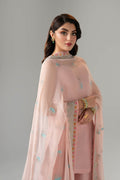 Pakistani Blush Pink Embroidered Raw Silk Kurta Set (3-Piece) - Image 5