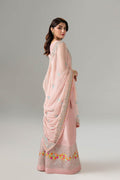 Pakistani Blush Pink Embroidered Raw Silk Kurta Set (3-Piece) - Image 6
