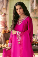 Magenta Embroidered Pure Raw Silk Salwar Kameez (3-Piece) - Image 3