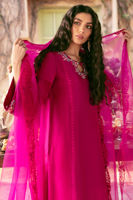 Magenta Embroidered Pure Raw Silk Salwar Kameez (3-Piece) - Image 6
