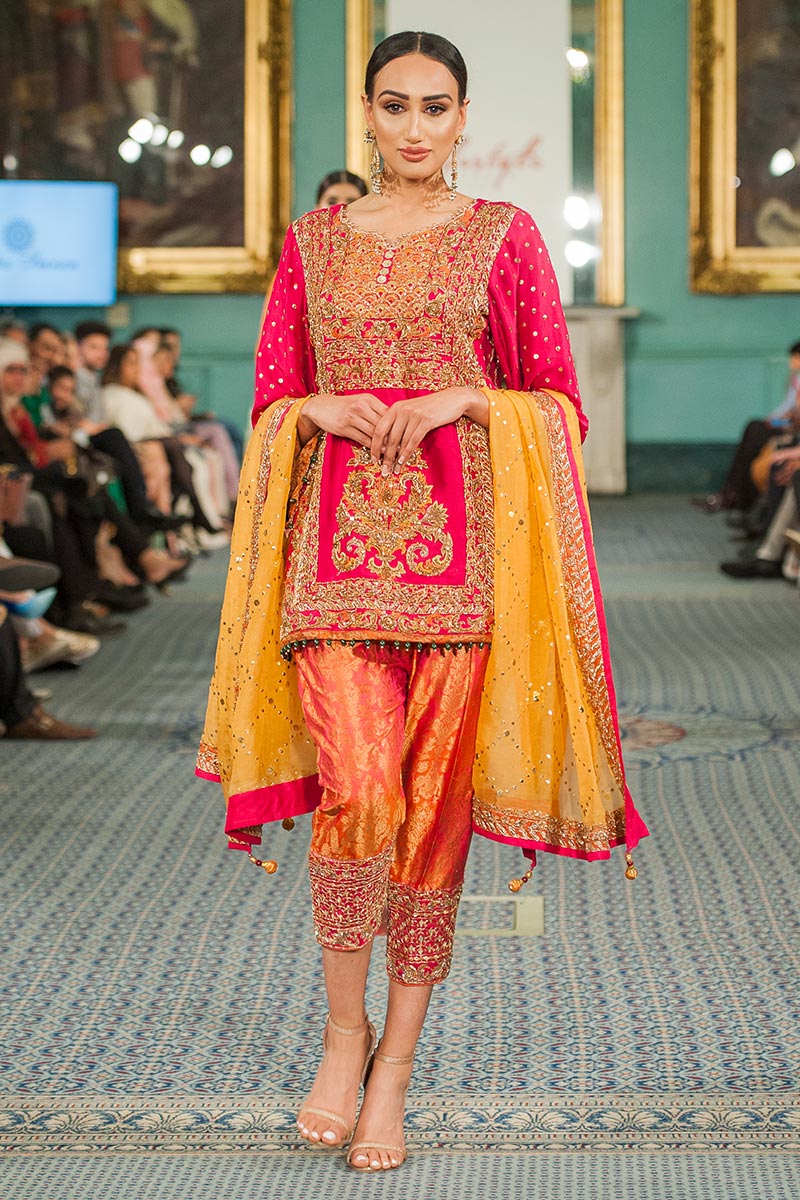 Pink Embellished Raw Silk Salwar Kameez (3-Piece) - Image 1