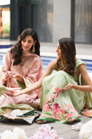 Pakistani Powder Pink Gota Sequin Raw Silk Salwar Kameez (3-Piece) - Image 10