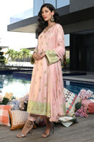 Pakistani Powder Pink Gota Sequin Raw Silk Salwar Kameez (3-Piece) - Image 3