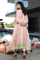 Pakistani Powder Pink Gota Sequin Raw Silk Salwar Kameez (3-Piece) - Image 4