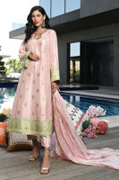 Pakistani Powder Pink Gota Sequin Raw Silk Salwar Kameez (3-Piece) - Image 5