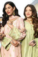 Pakistani Powder Pink Gota Sequin Raw Silk Salwar Kameez (3-Piece) - Image 9