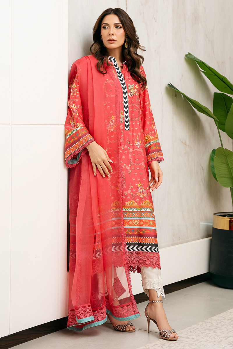 Pakistani Cranberry Pink Embellished Silk Salwar Kameez (3-Piece) - Image 1