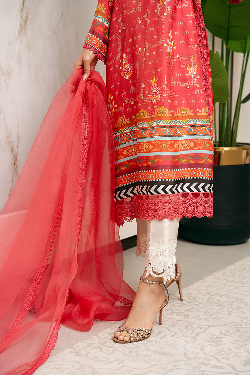 Pakistani Cranberry Pink Embellished Silk Salwar Kameez (3-Piece) - Image 6