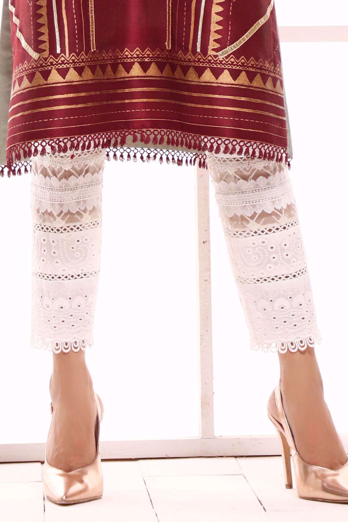 Magenta Hand Block Printed Raw Silk Salwar Kameez (2-Piece) - Image 14