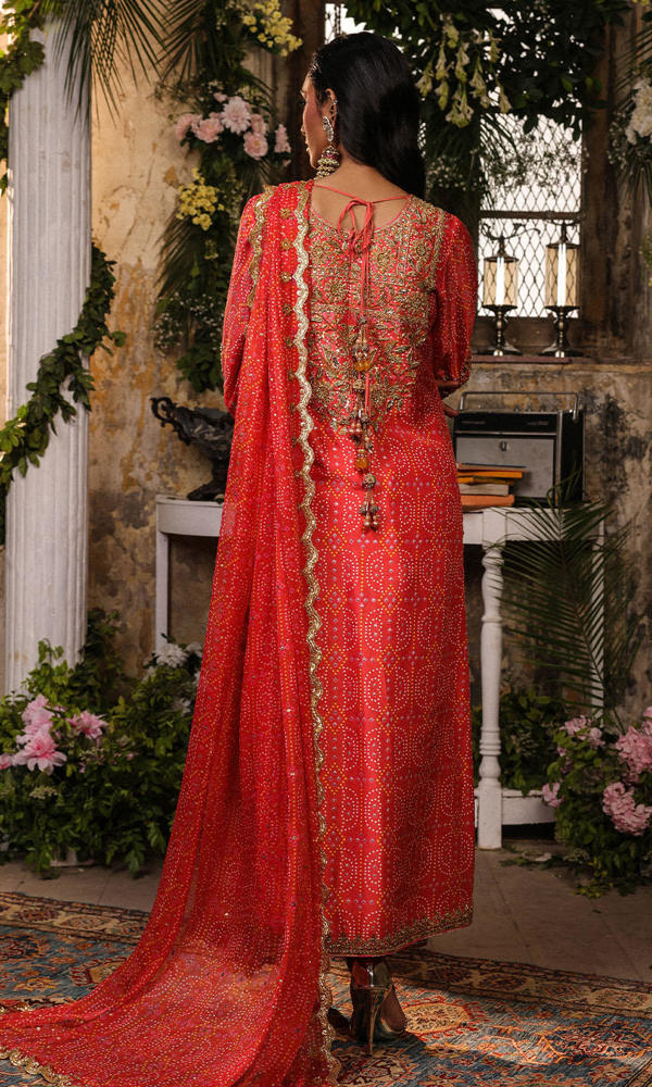 Watermelon Pink Hand-Embellished Raw Silk Salwar Kameez (3-Piece) - Image 11