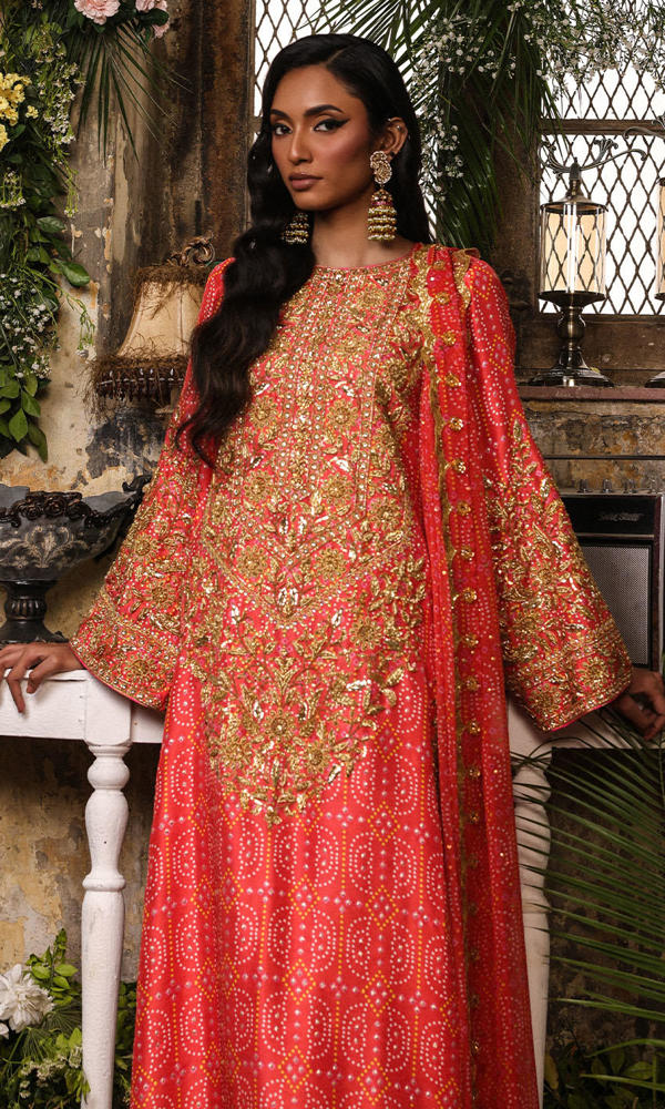 Watermelon Pink Hand-Embellished Raw Silk Salwar Kameez (3-Piece) - Image 6