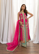 Hot Pink Embroidered Raw Silk Salwar Kameez (3-Piece) - Image 2