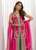 Hot Pink Embroidered Raw Silk Salwar Kameez (3-Piece) - Image 4