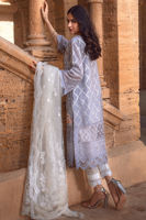 Pakistani Mauve Embroidered Raw Silk Salwar Kameez (3-Piece) - Image 5
