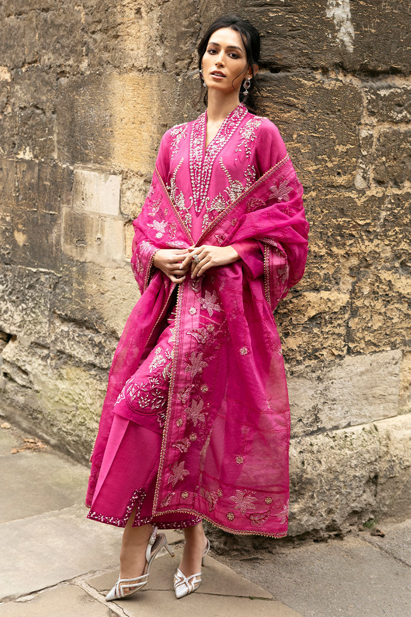 Fuchsia Embroidered Raw Silk Salwar Kameez (3-Piece) - Image 5
