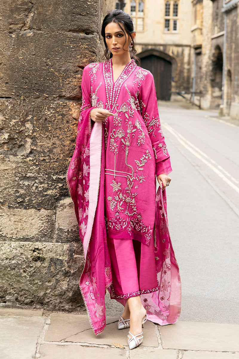 Fuchsia Embroidered Raw Silk Salwar Kameez (3-Piece) - Image 7