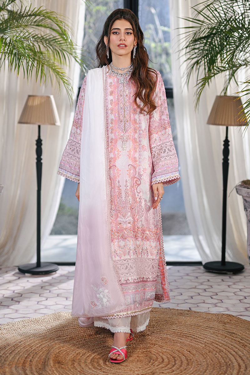 Berry Pink Embellished Raw Silk Salwar Kameez (3-Piece) - Image 4