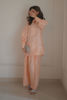 Peach Swarovski Embellished Raw Silk Salwar Kameez (2-Piece) - Image 3