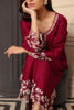 Magenta Embroidered Korean Raw Silk Salwar Kameez (3-Piece) - Image 7