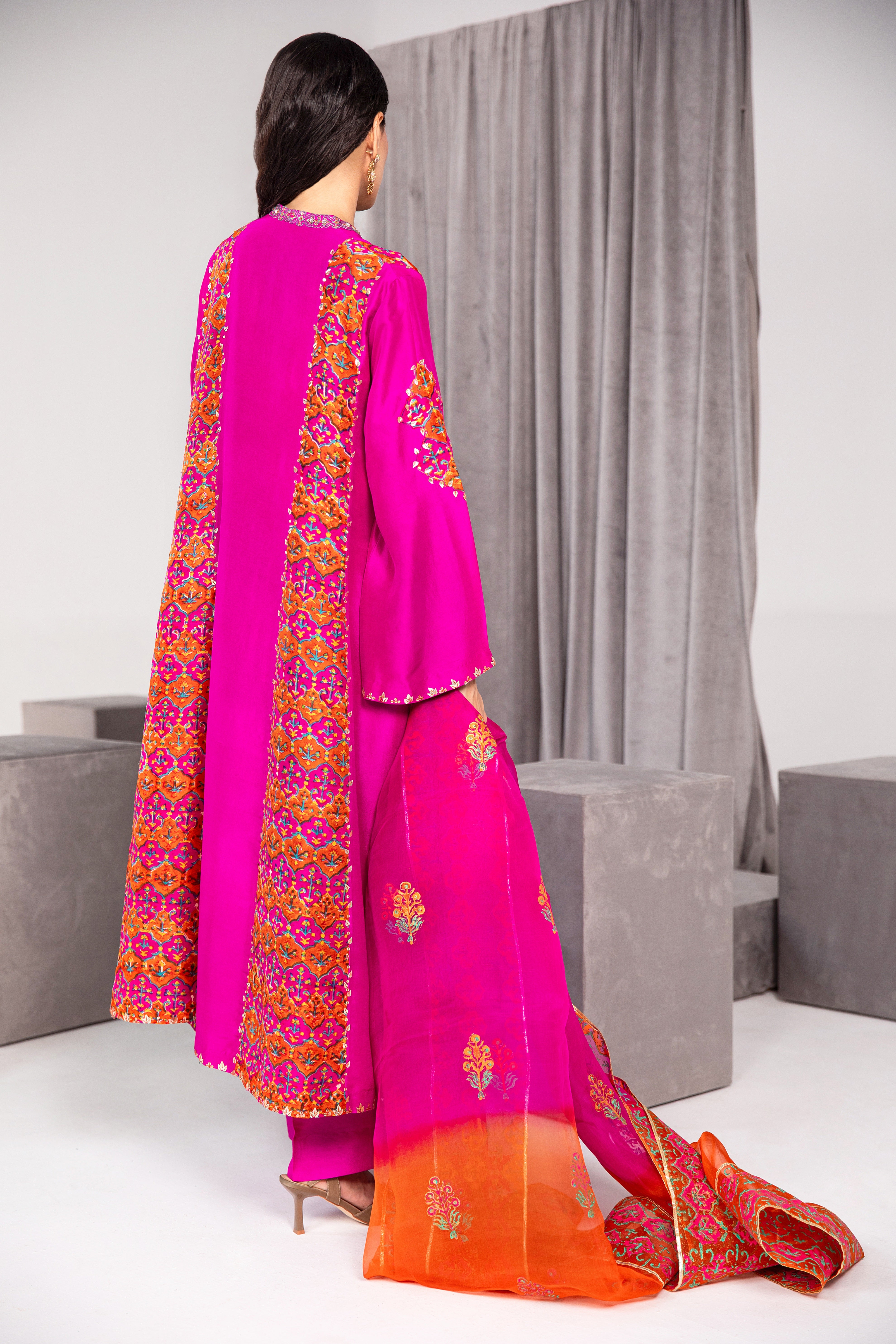 Wild Aster Embroidered Raw Silk Salwar Kameez (3-Piece) - Image 5