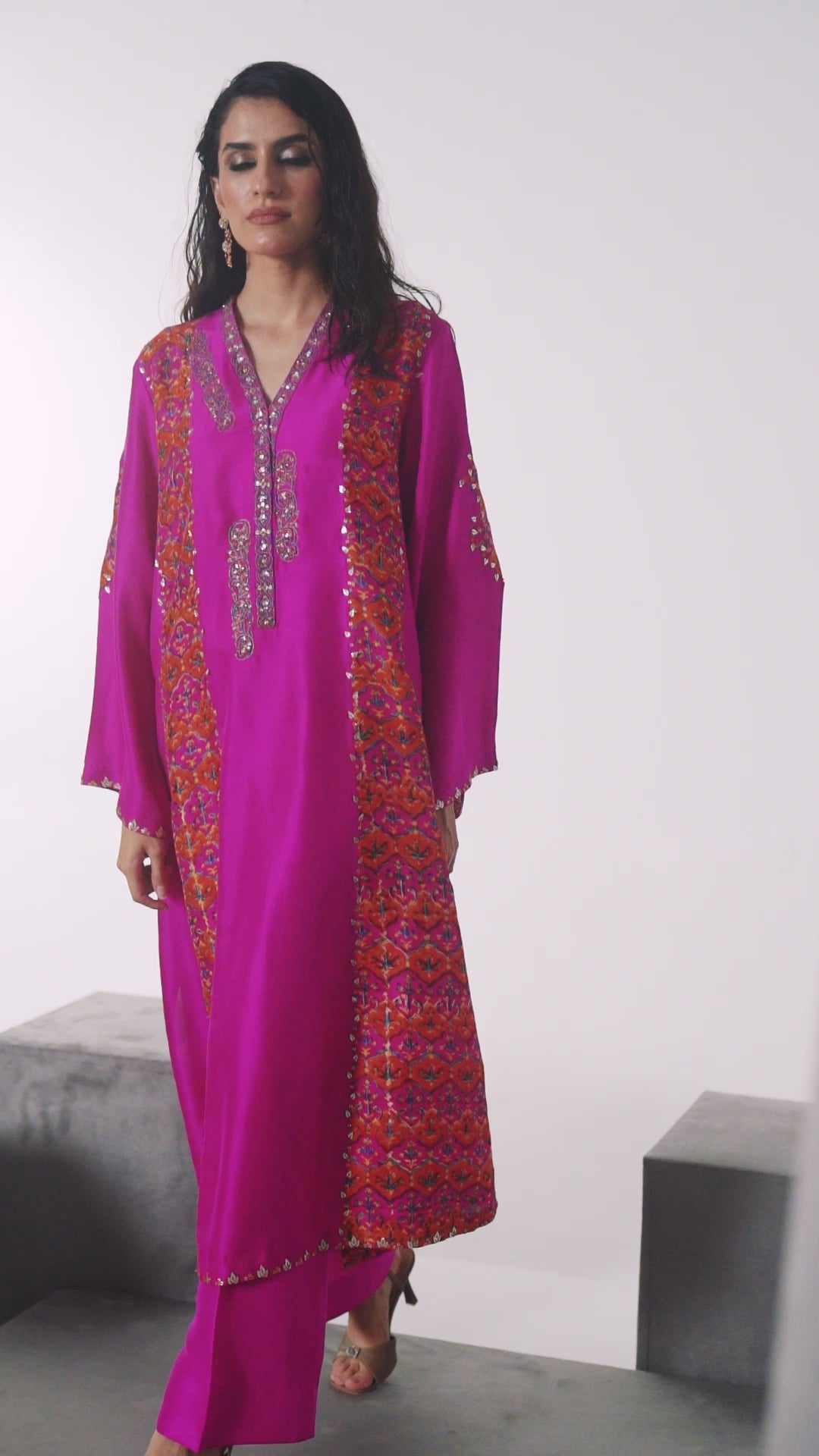 Wild Aster Embroidered Raw Silk Salwar Kameez (3-Piece) - Image 6