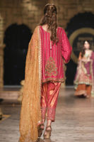 Pakistani Pink Embroidered Raw Silk Salwar Kameez (3-Piece) - Image 4