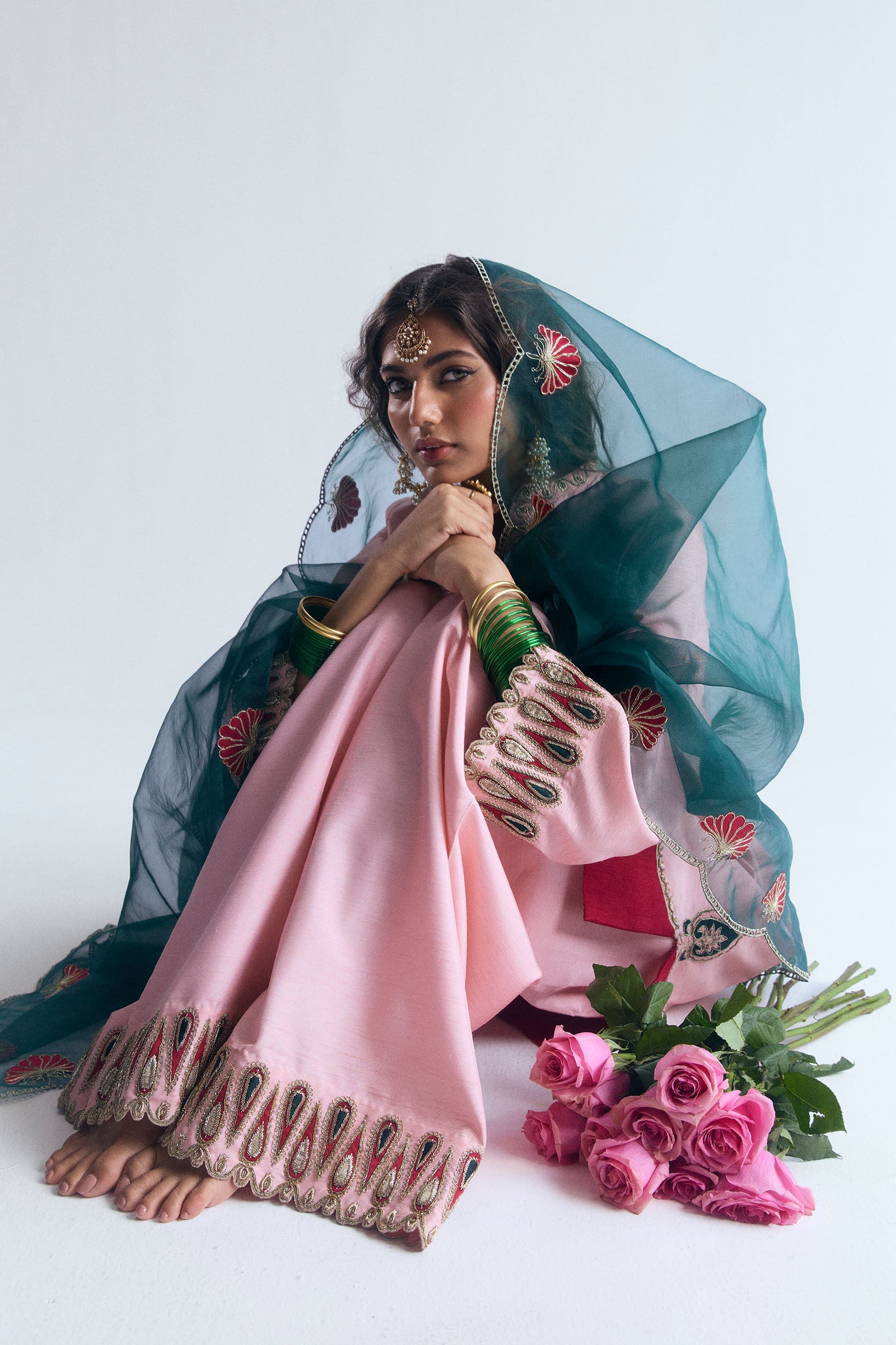 Pink Tilla Adda Work Korean Raw Silk Salwar Kameez (3-Piece) - Image 4