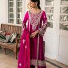 Pakistani Magenta Zardozi Swarovski Raw Silk Salwar Kameez (3-Piece) - Image 2