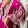 Pakistani Magenta Zardozi Swarovski Raw Silk Salwar Kameez (3-Piece) - Image 4